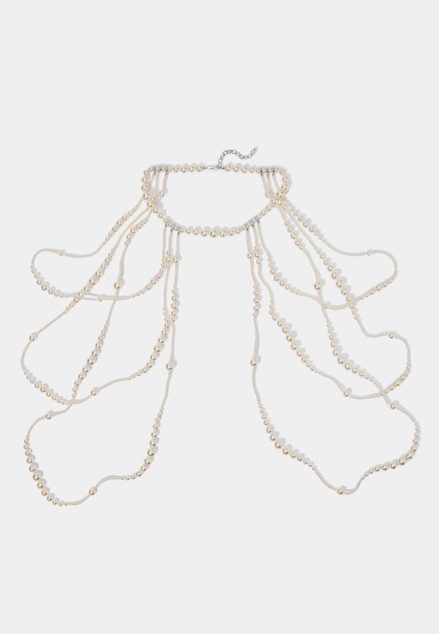 PEARL CHOKER SHOULDER SWAG NECKLACE